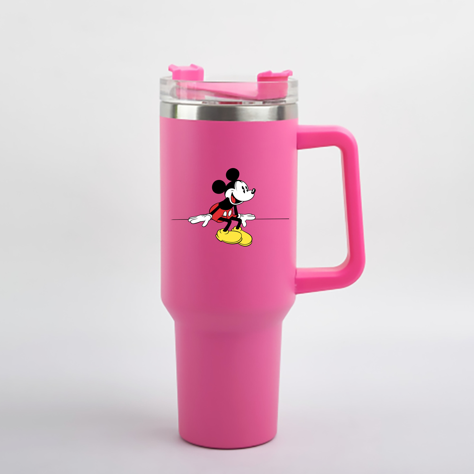 （画像用） ミッキーマウス Mickey Mouse 1200mL車用タンブラー - クリスタルステッカー（プラスチックストロー付き）